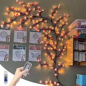 LED Tree Branch Lights for Wall Cherry Blossom Lights Vine Lights with Remote and 8 Lighting Modes Cherry Blossom Garland Willow Vine for Bedroom Indoor Wall Wedding Christmas Decor (1.6M 72LEDs)