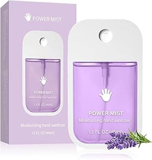 Power Mist Pocket Hand Sanitizer Spray Travel Size, No Alcohol Smell, 500+ Sprays Hydrating Hand Sanitizer, Non-sticky 1.6 FL OZ (Lavender)