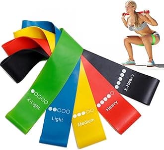 Resistance Loop Exercise Bands with Instruction Guide and Carry Bag, Set of 5