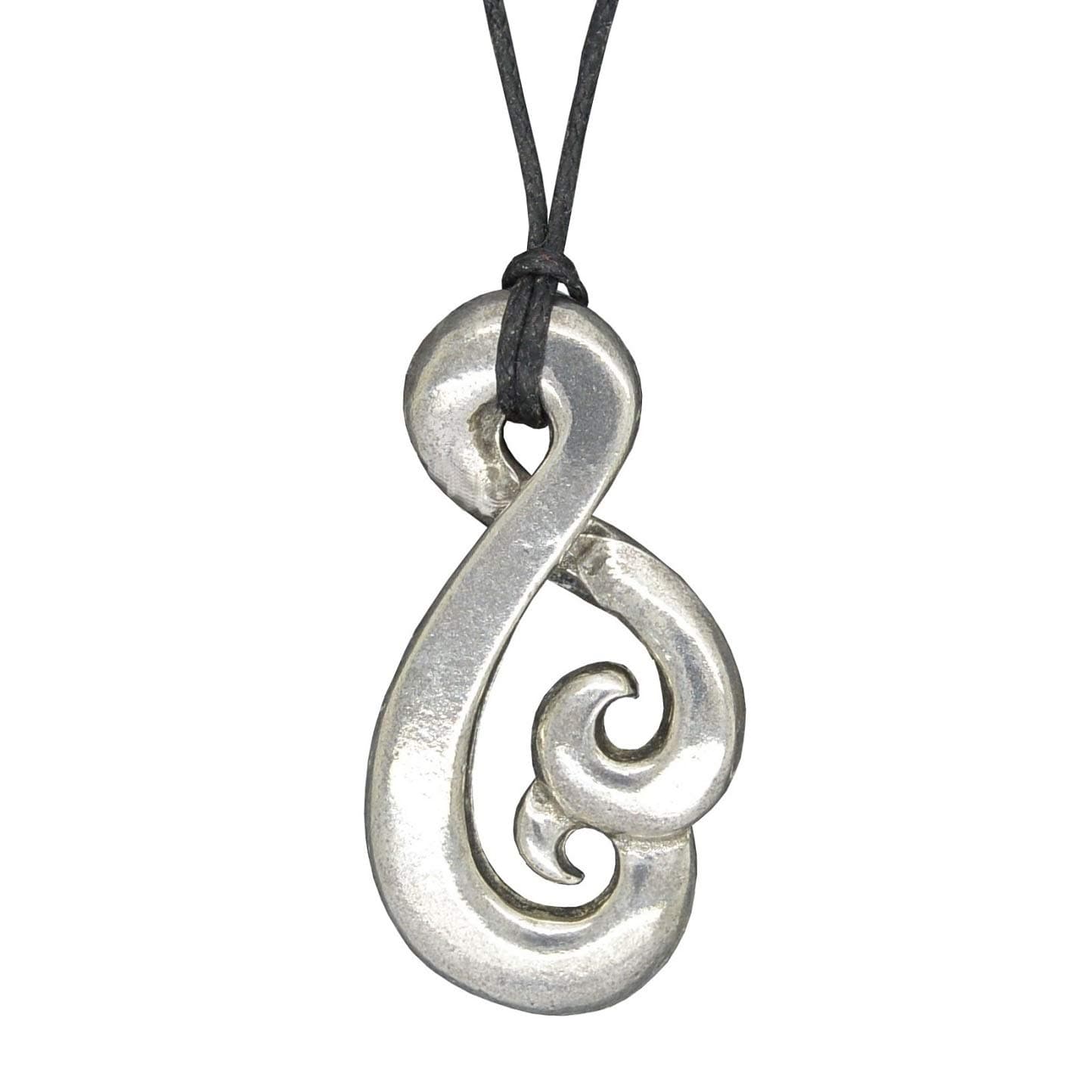 Maori Infinity Loop Pendant, Infinity Loop Necklace, Infinity Loop Jewellery, Surfer Pendants, on Adjustable Waxed Cord. Handmade, in Fine Pewter, by William Sturt.
