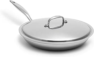 12 Inch Fry Pan with Lid | Made In USA | Titanium Series | 316Ti Skillet with Stay Cool Handle | Fully Clad Stainless Steel Pan with 5-Ply Construction | Induction Ready & Non Toxic