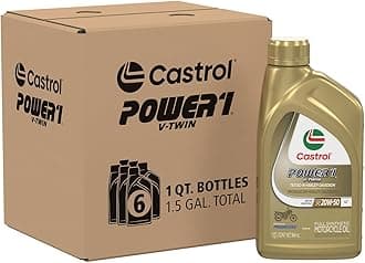 Power1 V-Twin 20W-50 Full Synthetic Motorcycle Oil, 1 Quart, Pack of 6