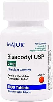 Major Bisacodyl 5MG Generic for Dulcolax Laxative Coated Tablets 1000 ct