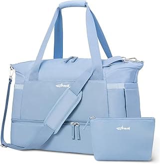 Gym Bag for Women, 45L Carry On Travel Duffel Bag with Shoes Compartment, Weekender Overnight Bag with Wet Pocket for Women, Travel, Gym, Weekend, Large Size