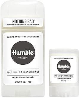 HUMBLE BRANDS Aluminum-Free Deodorant, Vegan and Cruelty- free, Formulated for Sensitive Skin, Sensitive Palo Santo & Frankincense Deodorant Full & Travel Pack