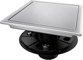 Square Shower Drain, Silver Shower Drain 6 inch with Flange and 2 in 1 Tile-Insert Cover, AISI 304 Stainless Steel Shower Floor Drain with Hair Catcher and Flange
