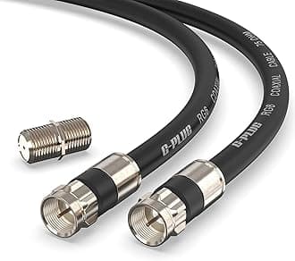 15FT RG6 Coaxial Cable Connectors Set- High-Speed Internet, Broadband and Digital TV Aerial, Satellite Sky Cable Extension - Weather-Sealed Double Rubber O-Ring and Compression Connectors Black