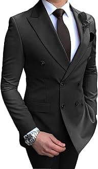 Men's 2 Pieces Suit Double Breasted Blazer Suit Slim Fit Formal Prom Tuxedos Suit Jacket Pants Suit Set for Wedding