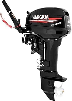 2-Stroke 18HP Outboard Motor, 246CC 5500RPM Heavy Duty Short Axis Fishing Boat Motor Engine Manual Start Water Cooling Outboard Boat Motors w/CDI Ignition System&Fuel Tank for Sailboats Fisheries