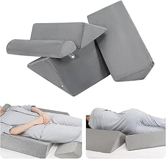 Wedge Pillows for Bed Positioning (4 in 1), Body Positioners for Side Sleepers to Relieve Back Pain, Prevent Bedsores, Elevate Knees, Wedge Pillows for Post-op, Pregnancy