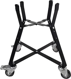 Small Big Green Egg Nest, Grill Stand for Big Green Egg Accessories, Rolling Nest with Heavy Duty Locking Caster Wheels Powder Coated Steel for BGE Smoker Kamado Joe Accessories