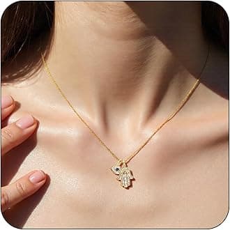 GDLKPYHSDouble Pendant Necklace for Women 18k Gold Plated Necklace Cubic Zirconia Dainty Gold Necklaces for Women