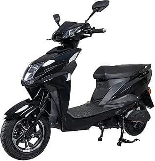 MIOOX Electric Scooter, Sporty Design, Black and Grey, LED Headlight, Wide Seat, Waterproof Lithium Ion Battery with 48V 30AH Range 50-60km Speed:35-40km/h Non RTO-EV Bike