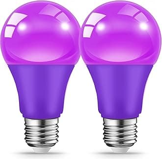 JAHEKS Purple Light Bulbs for Outdoor Porch, 9W(60W Equivalent) E26 Base LED Purple Bulb for Halloween Christmas Wedding,Party,Bar,Holiday Lighting,Home Decor, 2-Pack