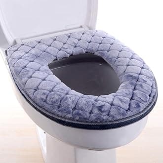 Toilet Seat Cushion - Soft, Thicker, Warmer Washable Covers with Zipper - Home Reusable (Gray)