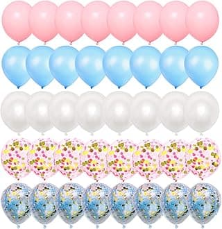 Gender Reveal Party Balloons-50 pcs 12 inch Blue and Pink Confetti Latex Balloons For Birthday Baby Shower Gender Reveal Party Supplies and Decorations