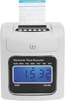 Staff Check in Out Machine LCD Scanner Employee Attendance Machine Employees Thermal Time Punch Clocks with 50 Double-Sided Time Cards