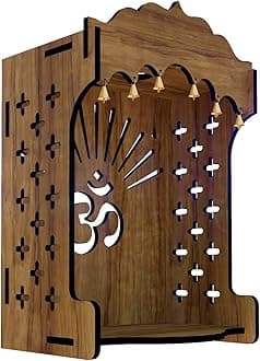 SSI Fully Handmade beautyfull Small Wooden Home and Office Temple/Pooja Mandir Pooja ghar (DRK Brown)