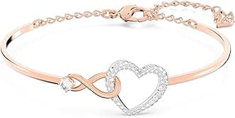 Women's Infinity Heart Bangle, White, Mixed metal finish