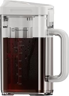 Maestri House Compact Cold Brew Coffee Maker, 40oz Iced Tea and Coffee Maker Brewer Space Saving Tritan Pitcher, 350 Mesh Filter, 100% Leak-Proof