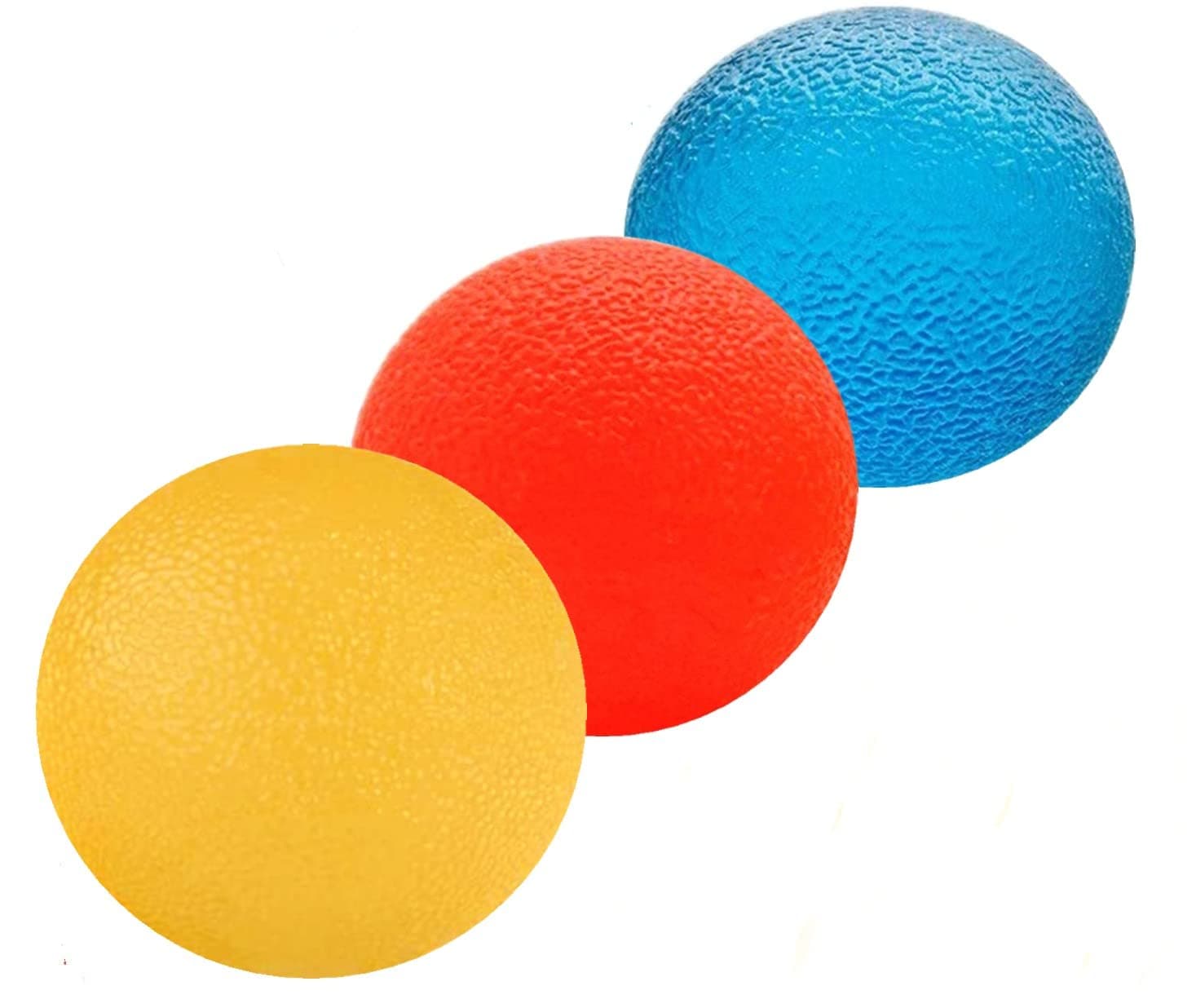 3 x Gel Hand Therapy Exercise Balls - Firm/Medium/Soft- plus FREE EXERCISE CHART and instructions