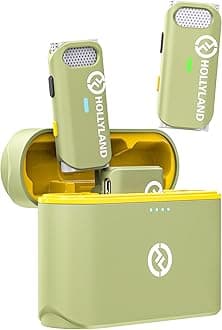 Hollyland Lark M1 Wireless Lavalier Microphone with Noise Cancellation, 656ft Transmission,8H Battery Life, Compact Wireless Lapel Microphone for DSLR Cameras/iPhone/Android/Live Streaming Light Green