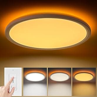 12 Inch LED Flush Mount Ceiling Light Fixture with Night Light (8W 1800K), 24W 2400LM 3000K/4500K/6000K Selectable, Dimmable Ceiling Lights for Bedroom, Dining Room, Kitchen