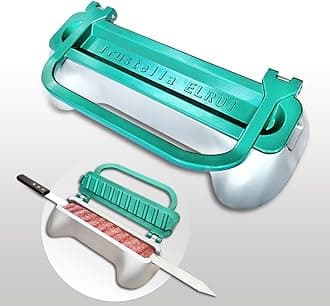 Ultimate Kebab Maker: Heavy-Duty Aluminum with Food-Grade Teflon for Optimal Hygiene User-Friendly Skewer Machine Craft Easy Professional-Looking Kebabs Essential Grilling Tool (Green-Silver Serenity)
