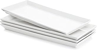 3303 Rectangular Porcelain Platters/Trays for Parties - 12.9 Inch, Set of 4, White