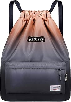 Peicees Waterproof Drawstring Sport Bag Lightweight Sackpack Backpack for Men and Women