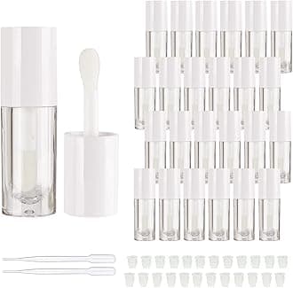 COSIDEA 14pcs Empty 6ml big doe foot wand lip gloss tubes for DIY lipgloss, White round lipgloss containers tubes with thick wand, White