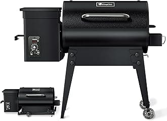 KingChii Portable Electric Wood Pellet Grill & Smoker with Foldable Legs, 456 SQ.IN Grill Capacity, 18LB Hopper, with PID Temperature Control (180-425°F) for Backyard Camping Bake and Roast, Black