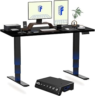 E6 MAX ONE PIECE Electric Standing Desk with USB Dual Motors 3 Stage Height Adjustable Sit Stand Up with Memory Smart Panel(Black Frame+120x60cm Black Top)