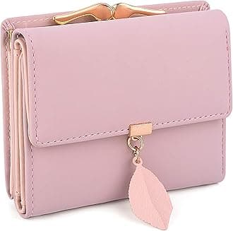 UTOLadies Purses RFID Blocking Wallets for Women with Zipper Coin Pocket 6 Card Slots Leaf Pendant Faux Leather