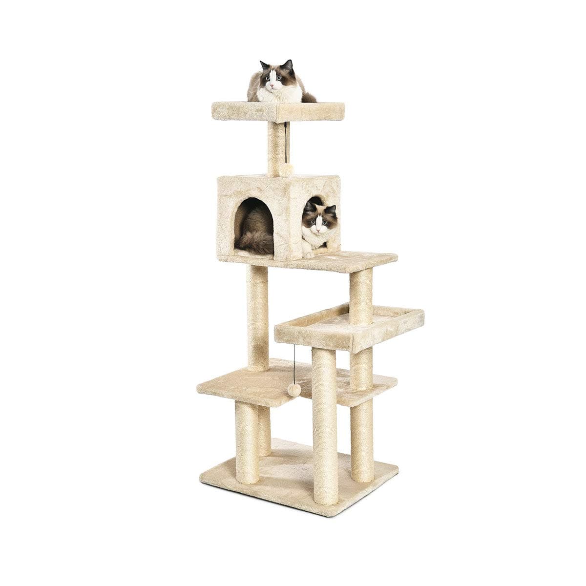 Amazon Basics Extra Large Cat Tree Tower with Condo - 60 x 49 x 143 cm | Beige