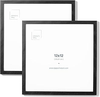 Opposite Wall - 12x12 in - Black Solid Oak Wood Picture Frame - Lightweight, Versatile & Shatterproof - Wall Hanging Poster or Photo Frame - Wall Decor for Office, Gallery & Home - 2 Pack