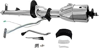 Chrome 35" Tilt Steering Column Automatic W/O Key & Wheel Adapter with Shift Indicator
