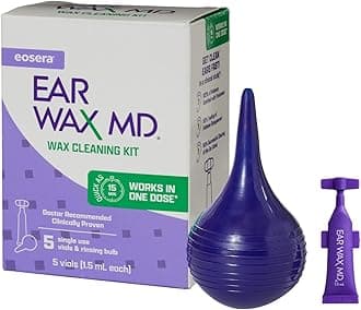eosera Ear Wax MD Cleaning Kit - Fast-Acting Ear Wax Removal Drops & Rinse Bulb - Doctor Recommended, Clinically Proven Earwax Dissolver for Adults & Kids - Works in 15 Minutes