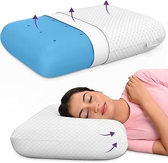 MY ARMOR Ventilated Cool Gel Memory Foam Pillow, Orthopedic Pillows for Neck Pain Relief, King Extra-Thick - 23.5X15.5X5.5 Inches with Checks Pattern Pillow Cover - 350 GSM - Pack of 1