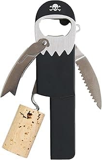 SUCK UK Pirate Wine Opener | Beer Bottle Opener | Wine Corkscrew | Corkscrew Wine Opener | Bottle Opener Keychain | Stainless Steel Wine Bottle