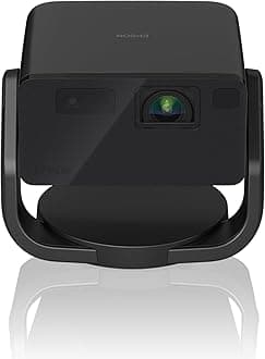 EF-22B Mini Smart 3LCD Projector with Pan & Tilt Stand, Full HD, 1000 Lumens, 150 Inch Display with HDR, Google TV, Dolby Atmos Sound, Gaming & Home Cinema Laser Projector - Metallic Black