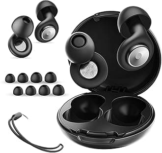 Ear Plugs for Sleeping Noise Cancelling 45dB,Reusable Silicone Earplugs with 8 Eartips and Travel Case, Soft Comfort Hearing Protection for Concerts, Snoring, Travel, Study (Black)