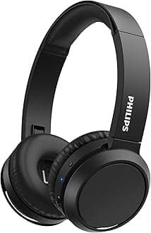 Philips Audio TAH4205 On-Ear Headphones with Bass Booster, Quick Charging, 29 Hours Play time, Compact Folding Design and Mic (Black), one size
