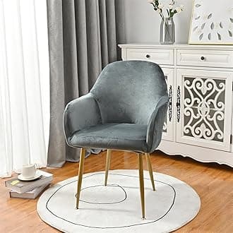 Highdi Soft Velvet Dining Chair Covers Solid Color Stretch Curved Back Chair Slipcovers with Armrest, Vanity Swivel Armchair Cover Removable Washable for Bedroom Party Hotel (Dark Gray,1 PC)