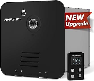 RV Tankless Water Heater 60,000 BTU, Propane-Powered, with 15"×15"Black Door and Remote Control, 12V DC, Compatible with All RVs