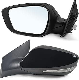 Left Driver Side Mirror Assembly Fits 2011 2012 2013 Hyundai Elantra with Power Glass Heated Turn Signal and Manual Folding Match to Black (6Pins)