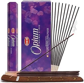 TRUMIRI Opium Incense Sticks & Holder Bundle: 6 Sets of 20 Sticks Each, 121 Pieces Total