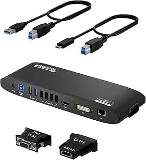 USB 3.0 Universal Docking Station for Windows, macOS, ChromeOS (Dual HDMI Monitors or DVI/VGA, Gigabit Ethernet, Audio, 6 USB Ports)