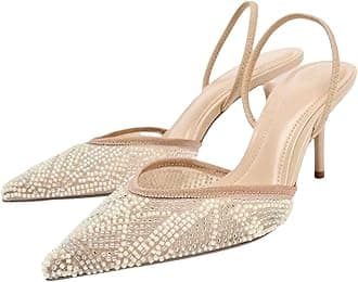 Slingback Heels for Women Mesh Kitten Heel Pumps