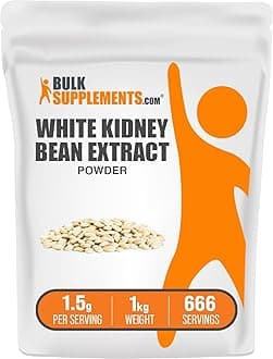 BulkSupplements.com White Kidney Bean Extract Powder - White Kidney Bean Powder - Herbal Supplement - Gluten Free, 1.5g per Serving, 1kg (2.2 lbs) (Pack of 1)